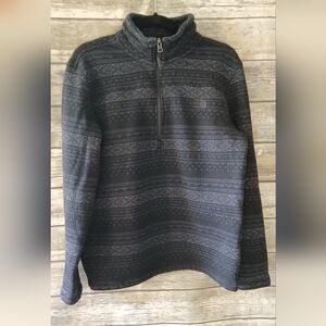 Northface Men's Charcoal Patterned Quarter Zip-Up Sweater